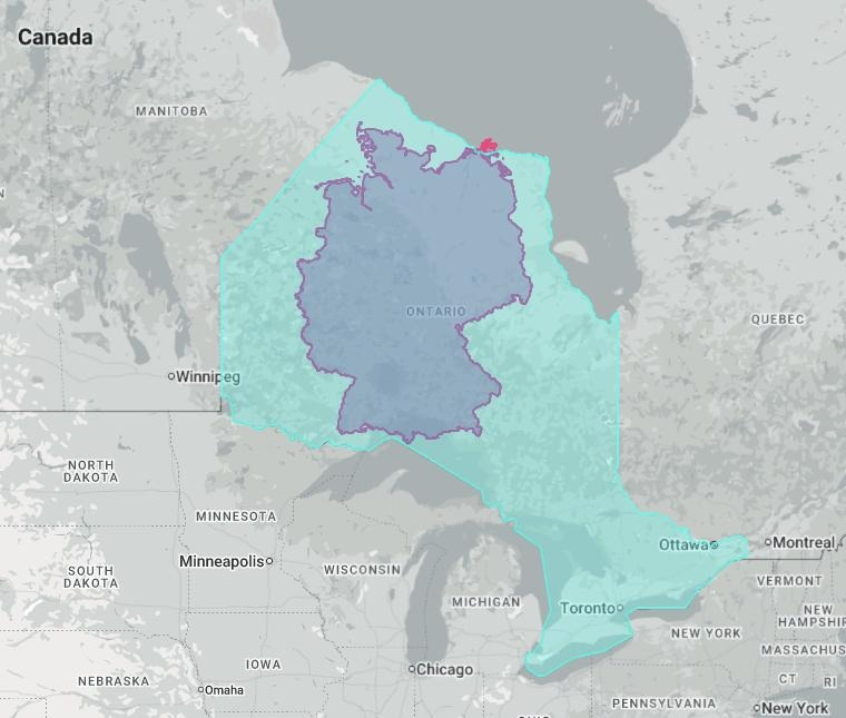 Ontario compared to Germany